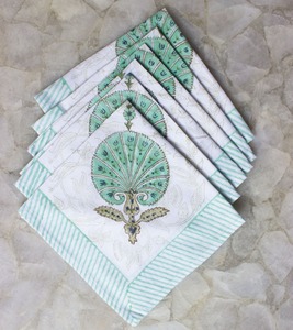 Ensemble de 6 draps de Table et 6 tapis à main en coton, imprimé Floral indien, accessoire pour le bricolage - Product Image 5