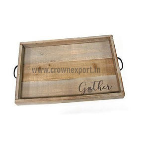 Bandeja de servicio de madera de diseño personalizado de alta calidad, platos rectangulares de hierro y placa de metal para cargador de uso doméstico - Product Image 1