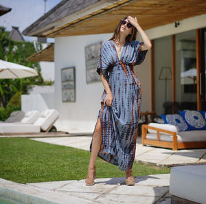 Summer <b>Beach</b> Casual Women's Wear Tie Dye Side Slit <b>Kaftan</b> Maxi Dress - Product Image 4