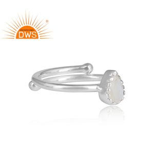 Anillo de piedras preciosas de piedra lunar arcoíris, anillo ajustable de plata fina 925, joyería para fiesta, venta al por mayor, Colección clásica - Product Image 3