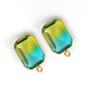 Belle Haute Poli Bio-Tourmaline Doublet Quartz Gemme Plaqué Or Sterling Silver Station Rectangle Charme Pour Pendentif - Product Image 3