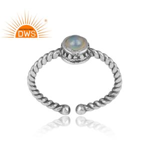 Bague en fil torsadé pour fabricant, opale de feu, pierre précieuse, bijoux en argent massif 925, vente en gros - Product Image 2