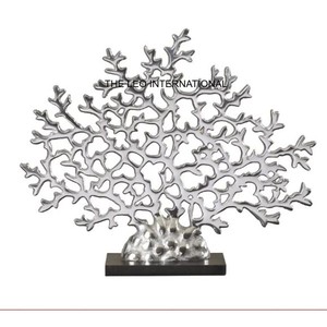 Aluminum Metal <b>Marble</b> Base <b>Tree</b> Shape Shinny Polish Sculpture Fancy Style Luxury Home Accent Decorative Sculpture - Product Image 3