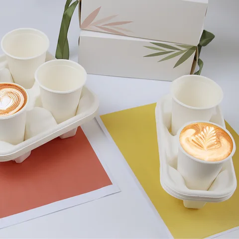 Caffee Flat Milk Tea Disposable Paper Lids Biodegradable Bagasse Cup Lid