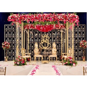 Décoration de Mandap de Mariage en Fer Forgé Moderne et Élégante, Montage de Mandap Métallique Tendance, Décoration de Mandap Métallique Sculptée CALIFOR - Product Image 1