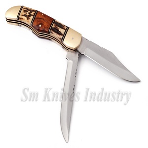 Couteau pliant de bricolage à Double lame, ustensile utilitaire de bricolage en acier inoxydable, couteaux Sm en acier de damas 58-60HRC, entretoise (smk1365) - Product Image 2