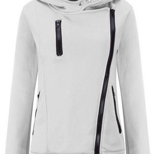 เสื้อฮู้ดแขนยาวมีซิปสำหรับผู้หญิง,สไตล์ใหม่สีพื้น - Product Image 1