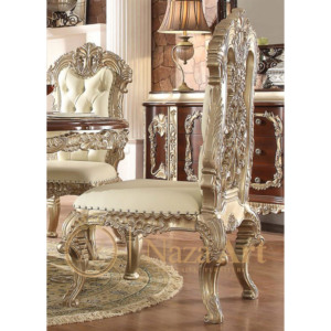 Table en bois massif peinte à la main, chaises et ensemble de meubles de salle à manger, Style italien classique, modèle de luxe 1 pièce - Product Image 5