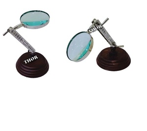 แว่นขยายทองเหลืองแบบปรับได้บนฐานไม้โครเมี่ยมเสร็จสิ้นกระจก ~ สไตล์ใหม่ทรงกลมเลนส์วิทยาลัยรายการ - Product Image 1