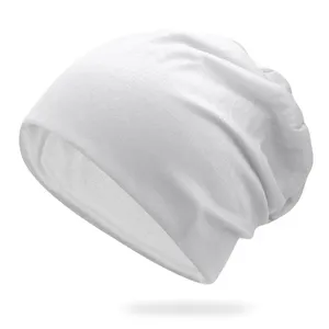 100% コットンホワイトベーシック秋冬薄い女性ビーニーカスタムデザイン帽子多機能ジャージーキャップ