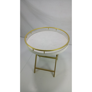 Faux Shagreen Buttler Bandeja Color latón con patas de metal Tamaño 0,46x0,46x0.585mm Hecho en Vietnam Número de modelo 157 - Product Image 6