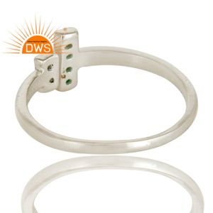 Bagues en argent Sterling 925 pour filles, ensemble de pierres précieuses émeraude, Design moderne, barre ouverte, fabrication de bijoux - Product Image 3