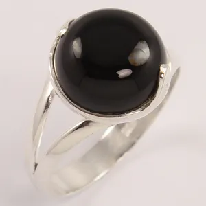 Cincin batu permata Onyx hitam perak sterling 925 mode kualitas terbaik cincin buatan tangan terbaru perhiasan harga grosir pemasok ekspor