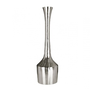 Florero de metal con acabado plateado Maceta hecha a mano de buena calidad Maceta decorativa elegante clásica - Product Image 2