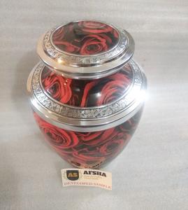 Urna de Metal antigua para cenizas de rosa roja al por mayor, urna de cremación para adultos estilo americano/europeo - Product Image 2