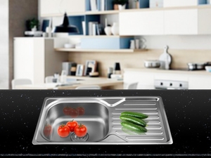 Tốt nhất bán truyền thống phong cách duy nhất Bát bồn rửa nhà bếp 750x395x165 mét thép không gỉ ép với bảng phụ và một vòi nước - Product Image 6