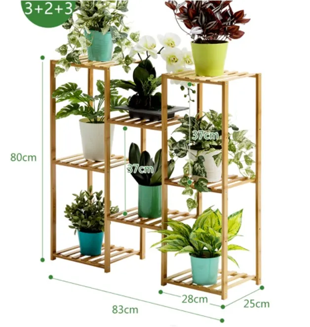 Bamboo Customizable Plant Stand Flower Pots Holder Display Utility Shelf