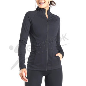 Vente en gros de veste de yoga fitness pour femmes veste d'entraînement à séchage rapide pour femmes avec fermeture éclair profonde et poches matelassées fermeture éclair pleine longueur - Product Image 1
