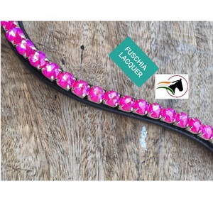 Haute qualité sur mesure Fuchsia laque cristal cheval sourcil bande Western Type boucle ouverte cuir anglais pour équestre - Product Image 6