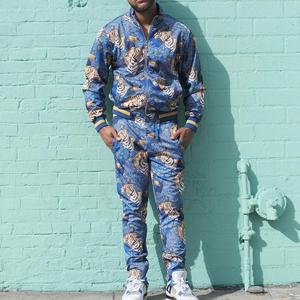 Survêtement pour hommes, impression personnalisée de Sublimation, avec panneau latéral, de haute qualité, en coton et polyester, fermeture éclair, vente en gros - Product Image 4
