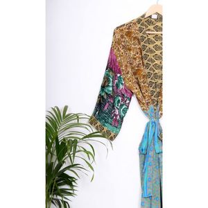 ชุดคลุมอาบน้ำแม็กซี่เดรสยาวสำหรับผู้หญิง,ชุดกิโมโนสไตล์โบฮีเมียนเสื้อคลุมกลางคืนผ้าคาดิแกนกิโมโนลายดอกไม้ยาวชุดกิโมโนเสื้อผ้าไหมสำหรับใส่ปัดฝุ่น - Product Image 6