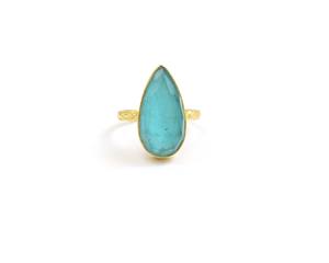 Meilleure vente bague Boho faite à la main pierre précieuse naturelle doublet pierre de naissance réglable avec finition dorée pierre à facettes coupée - Product Image 4