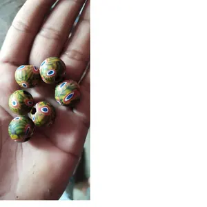 Perles africaines multicolores en verre, sur mesure, disponibles en plusieurs couleurs, vert, jaune et rouge, à partir de 8mm, nouveau - Product Image 1