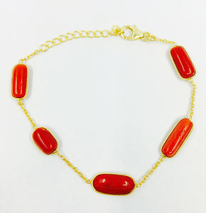 Latest Sterling <b>Silver</b> 925 Gold Plated Coral Wholesaler Woman Adjustable Customizable Natural Gemstone Handmade Unique <b>Bracelets</b> - Product Image 2
