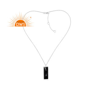 Trending 2026 Fine Sterling Silver Natural Black <b>Onyx</b> Gemstone Buggette Design Pendant <b>Necklace</b> For Women Jewelry Manufacturer - Product Image 1