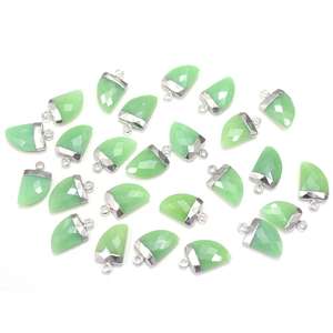 จี้คริสโซเพรส คาลเซโดนี ขนาด 13-15 มม. ทรงแตร ชุบเงินบนทองเหลือง พร้อมห่วงสำหรับทำเครื่องประดับ - Product Image 4