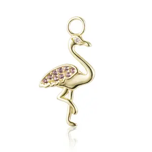 Gemnel 925 Silver diamond flamingo starfish shell turtle bee star charms huggie small hoop earrings