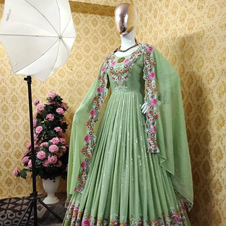 Designer Salwar Kameez Pak Dupatta Indian & Pakistaanse Dames Vrouwen Dragen Borduurwerk Steen Werk Zijde Netto Groothandel Lage Prijs