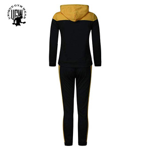 Ropa Deportiva ÚNICA de Alta Calidad, Conjuntos Deportivos de Invierno para Mujer, Elegantes, 2 en 1, con Capucha, de Algodón, al por Mayor, Personalizados, Negros y Amarillos - Product Image 3