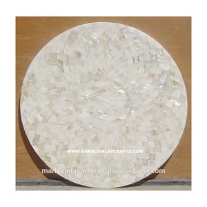 Handmade Natural White Sea Shell Mother Of Pearl Coffee Table Top