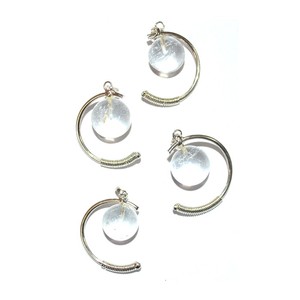 Fournisseur de pendentifs demi-aileron en quartz cristallin : Pendentif demi-aileron en quartz cristallin à vendre - Product Image 1
