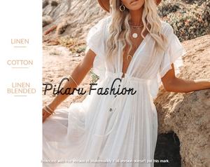 Vestido largo Floral de talla grande para mujer, ropa con cuello en V profundo - Product Image 5