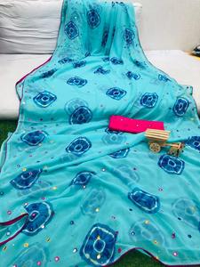 Sarees soie rayonne fête porter indien dernier concepteur femmes Sari Blouse japon Satin crêpe tissus doux impression numérique ethnique - Product Image 4