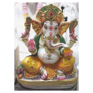 Statue exclusive du dieu Ganesha en pierre blanche - Product Image 1
