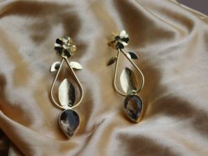 Boucles d'oreilles en laiton brillant plaqué or pour filles et femmes, tendance, fait à la main, nouveau design dernier cri - Product Image 3