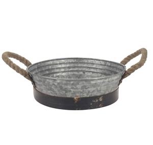 Plateau de service en métal petit format avec poignée en corde galvanisée, impression personnalisée pour café à domicile, design irrégulier - Offre spéciale - Product Image 1