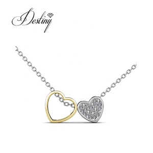Collar 2 en 1 con Colgante de Corazón Daisini, Adornado con Cristales Swarovski, Plata de Ley 925, Nuevo Collar para Regalo - Product Image 4