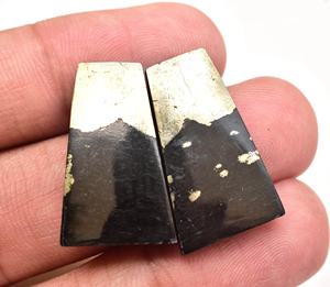 Pendientes de pirita Apache Gold con cabujón de grado superior, gemas naturales S.F. GEMS certificadas por EGL de alta calidad para dentaduras postizas (Grillz) - Product Image 6