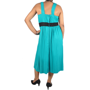 Vestidos de maternidad hasta la rodilla con estilo de moda Vestido sin mangas para mujeres embarazadas con 2 tonos en colores y botón en la parte delantera - Product Image 2