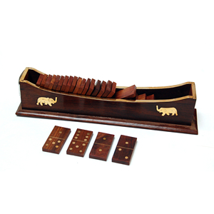 Juego de dominó de madera náutico más vendido, juguete artesanal de madera único con bandeja de barco fabricado en la India - Product Image 3