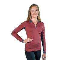 Haut de sport équestre pour femme, ajusté, à manches longues, avec fermeture éclair 1/4, respirant, séchage rapide, à sequins