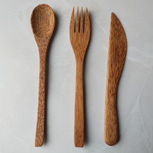 Ensemble de vaisselle en bois de noix de coco naturelle écologique FOURNISSEUR durable du VIETNAM-Comprend une cuillère couteau fourchette - Product Image 2