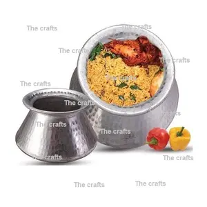 一套两种不同尺寸的铝制锤制烹饪锅，用于家庭酒店和餐厅使用烹饪锅