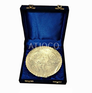 Tazón de Servir de Diseño Coreano, Atractivo y Único, de Latón Repujado, Fundido en Arena, Chapado en Oro, Ecológico, Marca ATIQCO, en Caja de Terciopelo - Product Image 1