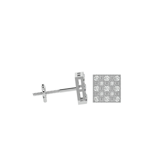 Pendientes cuadrados con racimo de diamantes naturales redondos de 0,30 CTW para mujer, aniversario |   Cierre de Rosca de Oro de 10K, Diseño Premium Seguro - Product Image 3