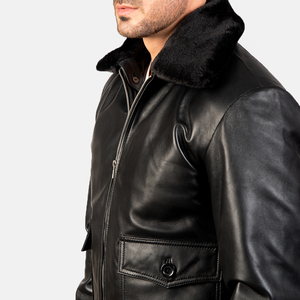 Airin G-1-Chaqueta Bomber de cuero negro - Product Image 6
